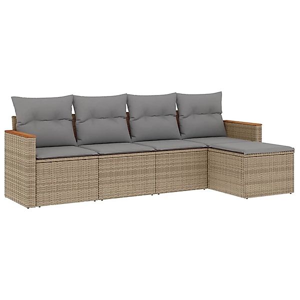 vidaXL 5-tlg Garten-Sofagarnitur mit Kissen Beige Poly Rattan Modell 156 günstig online kaufen