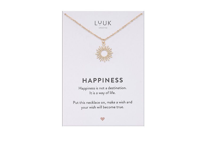 LUUK LIFESTYLE Kette mit Anhänger Sonne, mit HAPPINESS Spruchkarte, wasserf günstig online kaufen