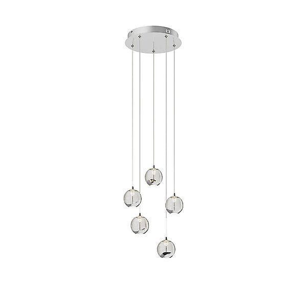 Lucande LED Pendelleuchte Hayley 9624369 Modern in Transparent aus Glas 5-f günstig online kaufen