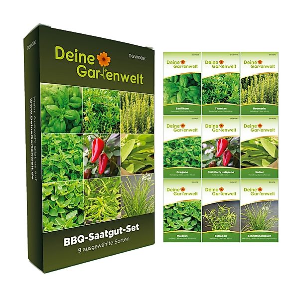 Deine Gartenwelt Grill Kräuter Samen-Set mit 9 Sorten günstig online kaufen