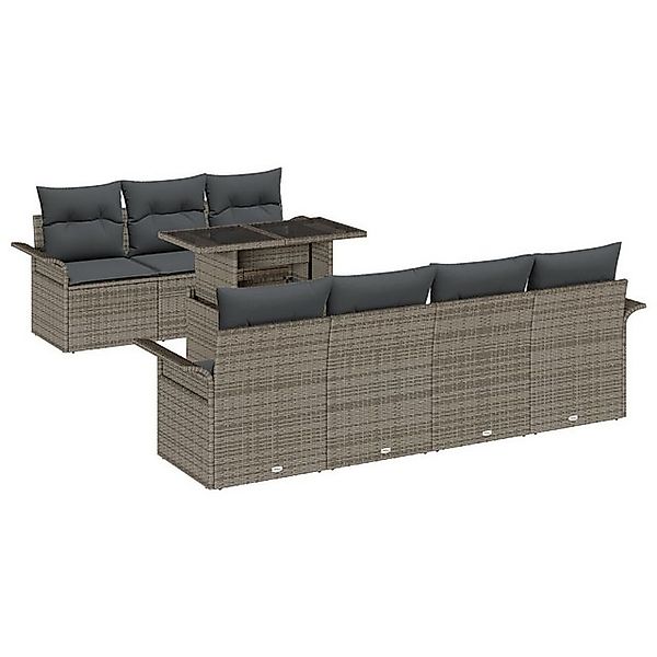 vidaXL Loungesofa 8 Stück Garten Sofa Set mit Kissen Grau Poly Rattan, 8 Te günstig online kaufen