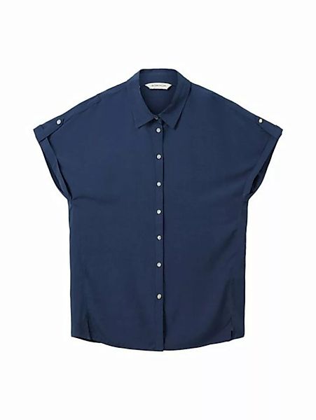 TOM TAILOR Blusenshirt Lockere Bluse Solid Kurzarm Kentkragen Hemd 5563 in günstig online kaufen