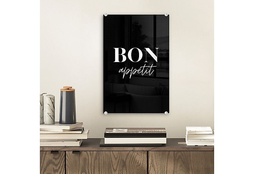MuchoWow Acrylglasbild Guten Appetit - Zitat - Schwarz - Zitat, Inkl. Aufhä günstig online kaufen
