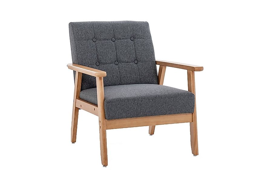 COSTWAY Relaxsessel, gepolstert, Massivholz, mit Knopfsteppung, grau, 150kg günstig online kaufen