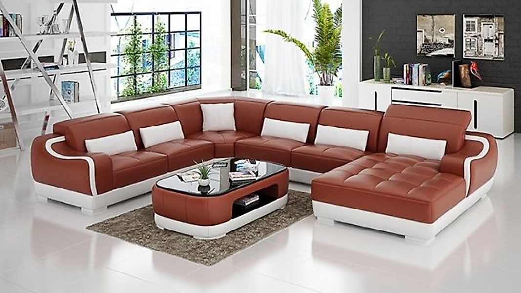 JVmoebel Ecksofa Ledersofa Polster Sitz Eck Sofa Garnitur Wohnlandschaft Wo günstig online kaufen