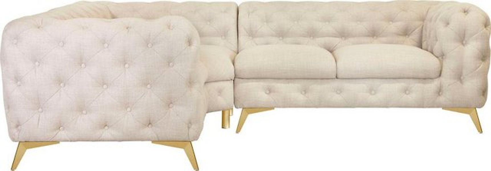 Leonique Chesterfield-Sofa "Ecksofa GLYNIS L-Form mit Wellenunterfederung, günstig online kaufen