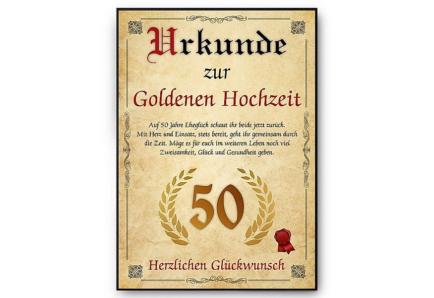 Tigerlino Poster Urkunde zum 50. Hochzeitstag Geschenk 50. Jahrestag Karte günstig online kaufen