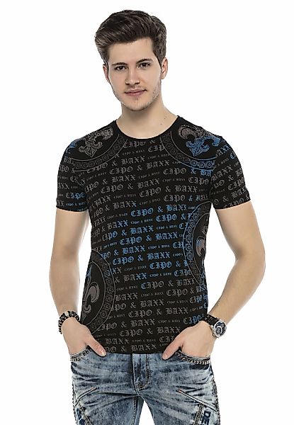 Cipo & Baxx T-Shirt "T-Shirt", Alloverprint mit Markenschriftzug günstig online kaufen