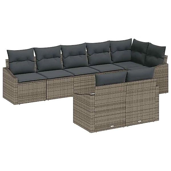 vidaXL Gartensofa-Set mit Kissen mit Speicher 8 Stk Grau Poly-Rattan 335543 günstig online kaufen