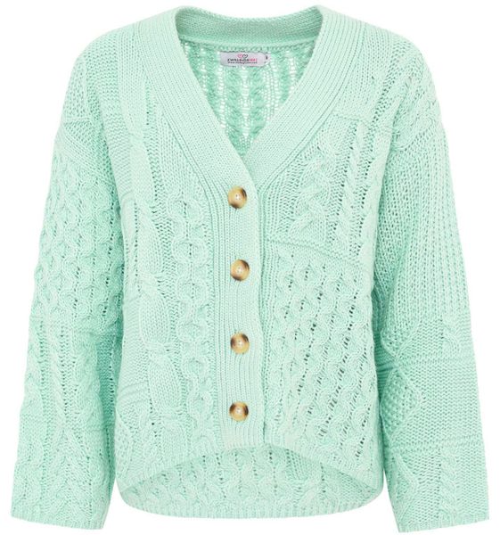 Zwillingsherz Cardigan Langarm, Wollanteil, Zopf-Muster, Knöpfe, günstig online kaufen