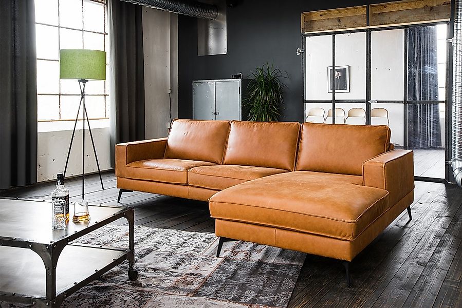 KAWOLA Ecksofa BLOOM, Couch L-Form rechts oder links Leder verschiedene Far günstig online kaufen