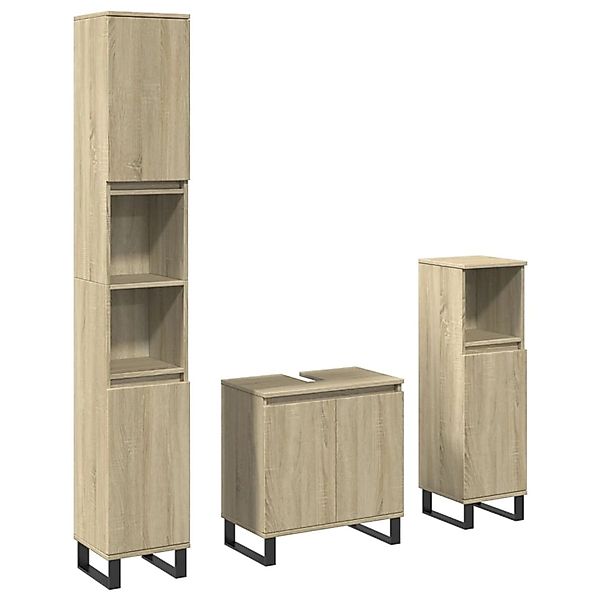 vidaXL 3-Tlg Badmöbel-Set Sonoma-Eiche Holzwerkstoff 3307675 günstig online kaufen