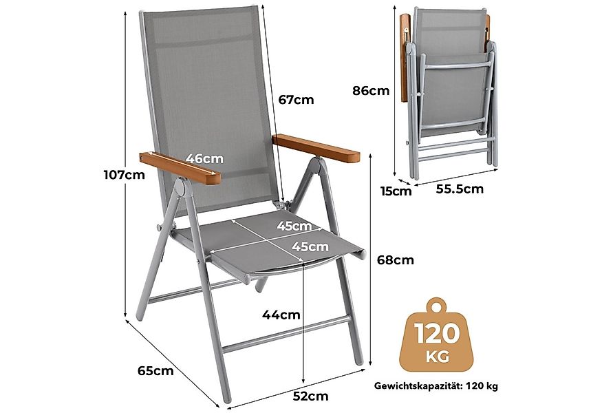 TLGREEN Gartenstuhl Hochlehner, 2/4er Set Balkonstuhl,Klappstuhl,Campingstü günstig online kaufen