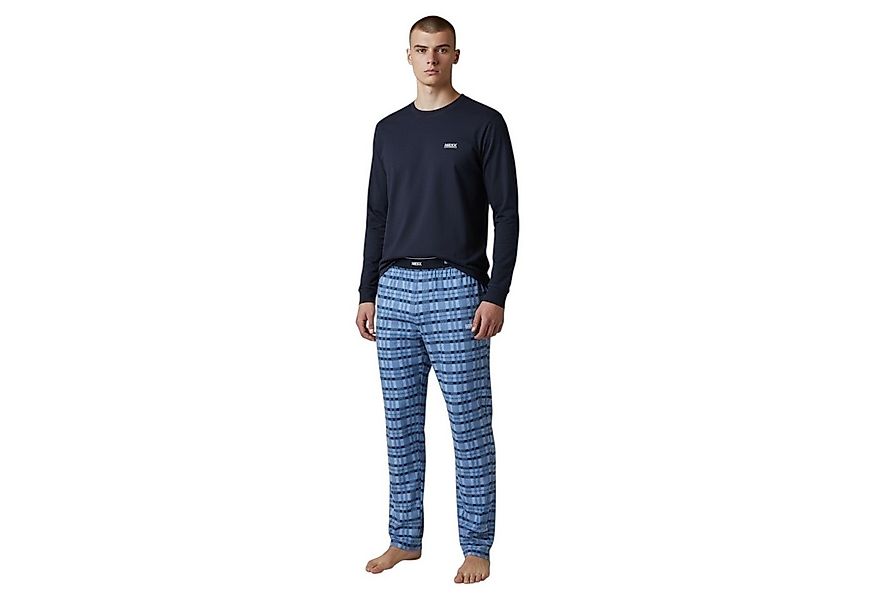 Mexx Schlafanzug Herren Pyjama Schlafanzug SET Langarm Rundhals Nachtwäsche günstig online kaufen