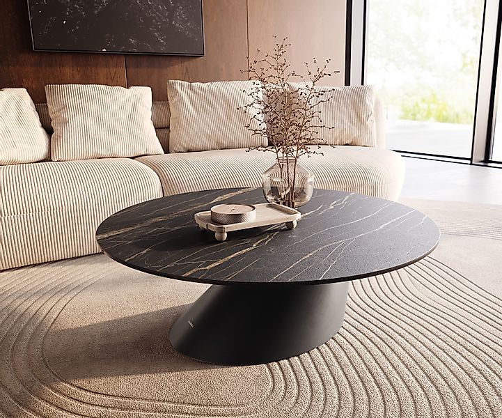 Couchtisch Edge Rund 100x100 cm Keramik Laminam® Noir Desir Braun Conis Met günstig online kaufen