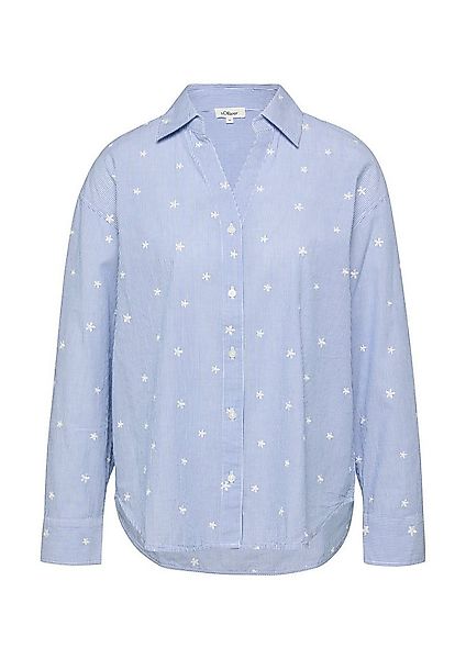 s.Oliver Langarmbluse Bluse Bestickte Baumwollbluse mit Turn-up günstig online kaufen