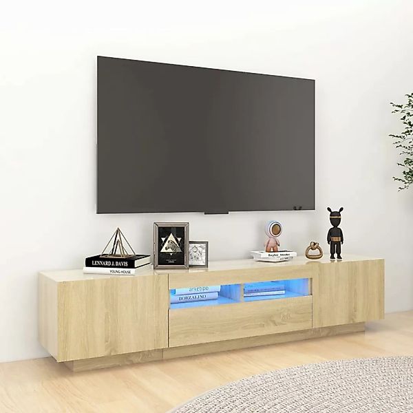 Tv-schrank Mit Led-leuchten Sonoma-eiche 180x35x40 Cm günstig online kaufen