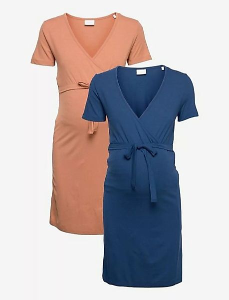 Mamalicious Umstandskleid Doppelpack beige und blau Stillkleid günstig online kaufen