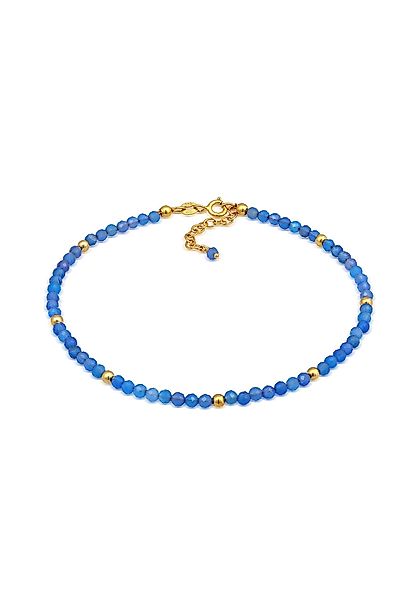 Elli Fußkette Achat Perlen Blau Sommer günstig online kaufen