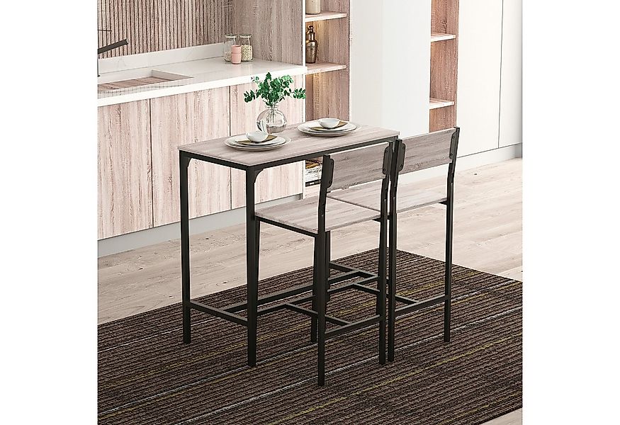 HOMCOM Bargruppe Esstisch mit 2 Barhocker, (Sitzgruppe, 3-tlg., Essgruppe), günstig online kaufen