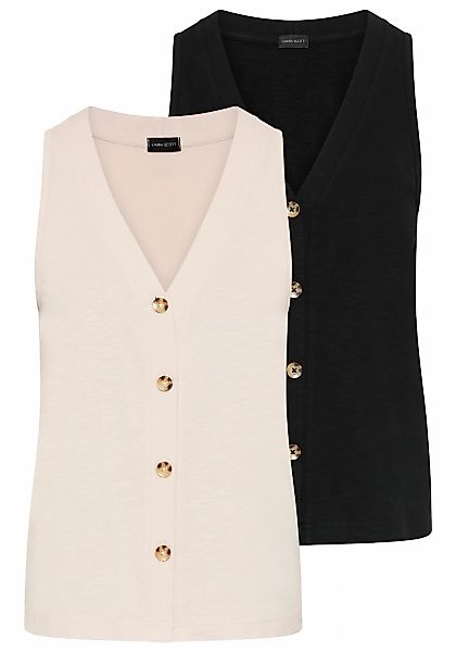 Laura Scott Tanktop figurnah, hüftlang, ohne Ärmel, aus Baumwolle und Polye günstig online kaufen