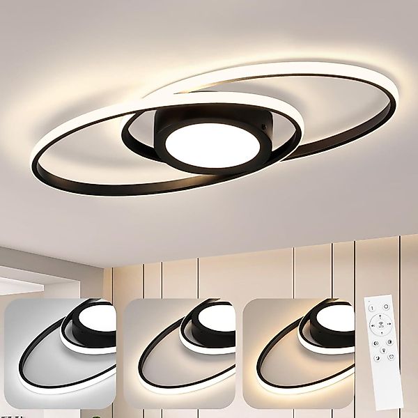 Nettlife LED Deckenleuchte Schlafzimmer Schwarz/Weiß Dimmbar günstig online kaufen