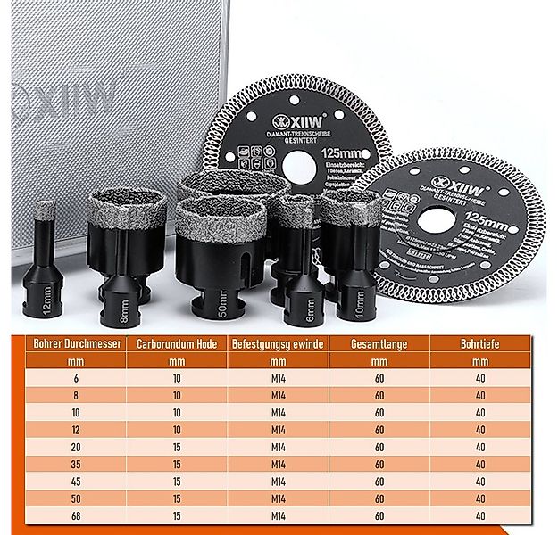 XERSEK Lochsäge 11TTLG M14 6-68 mm Diamant Bohrkrone Fliesenbohrer Diamantb günstig online kaufen