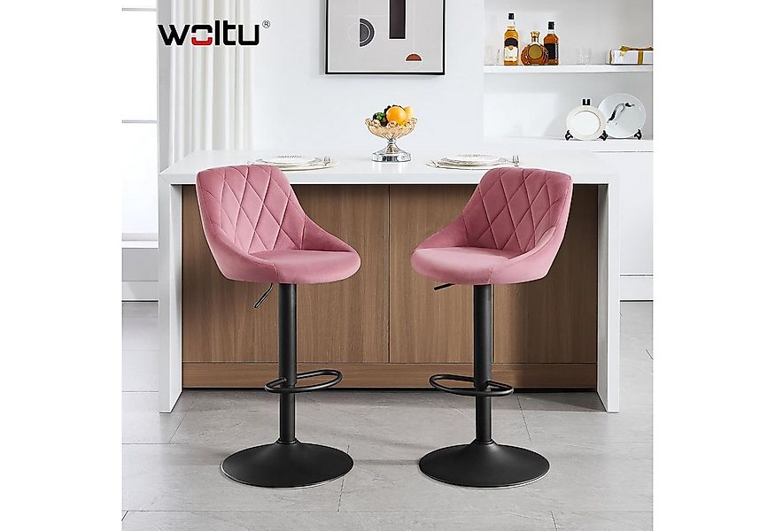 Woltu Barhocker (2 St), gut gepolstert, Samt, Höhenverstellbar, Drehbar günstig online kaufen