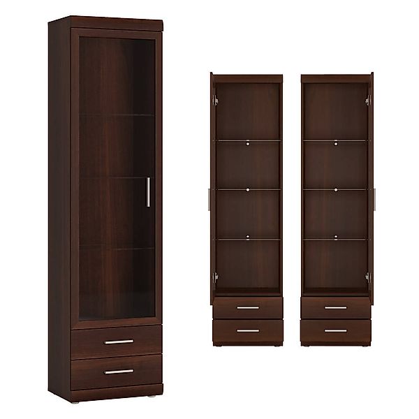 Vitrine Wohnzimmer schmal 50 cm Nussbaum IMPERIA-129 günstig online kaufen