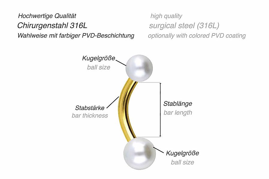 PIERCINGLINE Bauchnabelpiercing Chirurgenstahl Mini Bananabell SYNTHETISCHE günstig online kaufen
