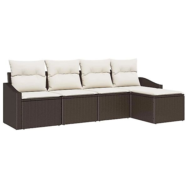 vidaXL Garten-Sofa-Set 5-Tlg Braun Poly Rattan 3346678 günstig online kaufen