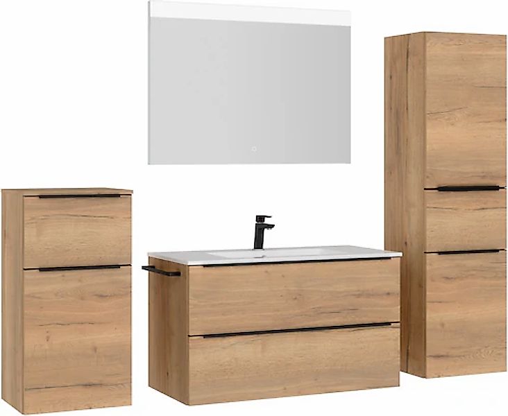 nobilia® Badmöbel-Set »Levere« vormontiert, mit Soft-Close, 4 Stk. tlg. günstig online kaufen