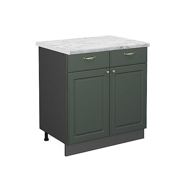 Vicco Küchenunterschrank Fame-Line Grün-Gold Landhaus/Anthrazit 80 cm AP An günstig online kaufen