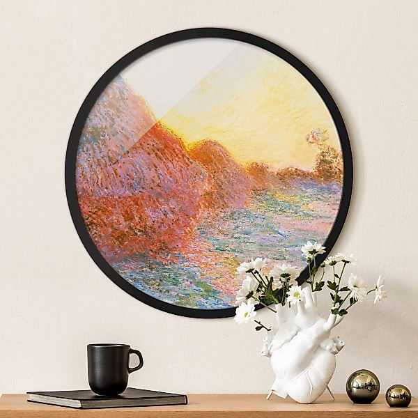 Rundes Gerahmtes Bild Claude Monet - Strohschober günstig online kaufen