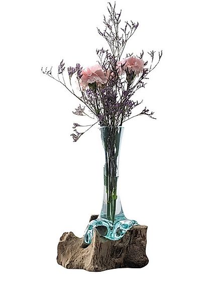 Dekoleidenschaft Dekovase "Wurzelholz" aus Holz & Glas, handgefertigt aus B günstig online kaufen