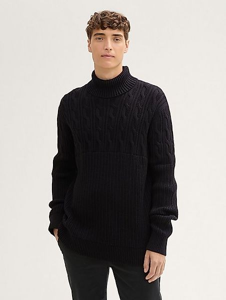 TOM TAILOR Denim Strickpullover Rollkragenpullover mit Zopfmuster günstig online kaufen