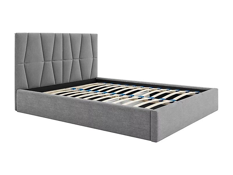 Polsterbett mit Bettkasten - 140 x 190 cm - Stoff - Grau - ENIALI von Pasca günstig online kaufen