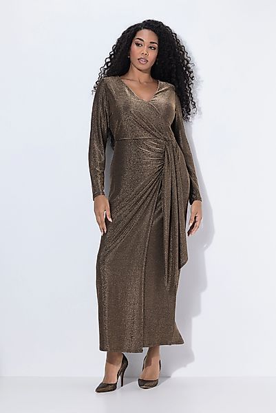 Ulla Popken Cocktailkleid Maxikleid Glitter Wickeleffekt günstig online kaufen