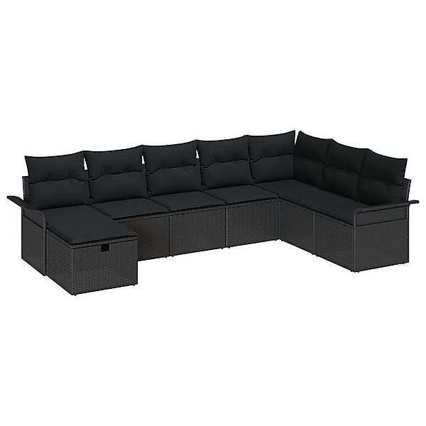 vidaXL Loungesofa 8-teiliges Garten Sofa Set mit Kissen Schwarz Poly Rattan günstig online kaufen