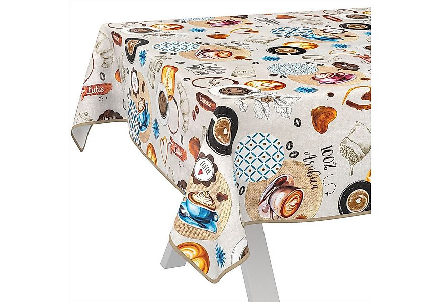 ANRO Tischdecke Wachstuch abwaschbar Coffee Time Tischwäsche (Einzelstück 1 günstig online kaufen