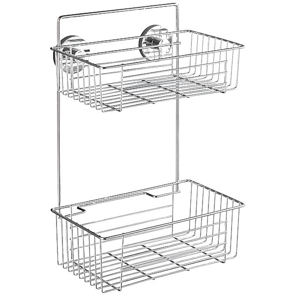 Wenko Vacuum-Loc Wandregal Bari Chrom 2 Etagen günstig online kaufen