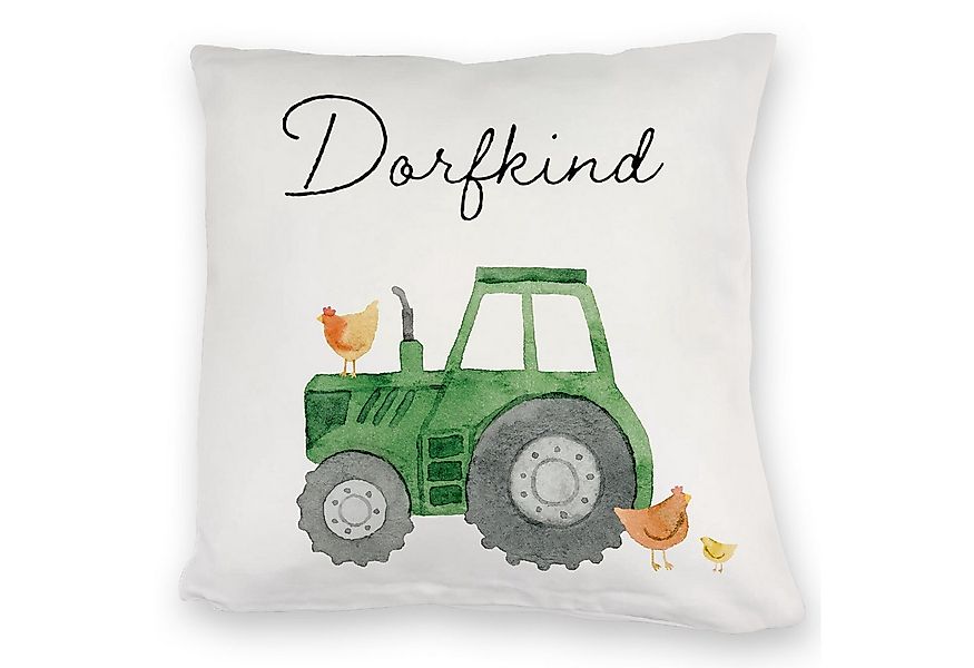 speecheese Dekokissen Dorfkind grüner Traktor Kuschelkissen günstig online kaufen