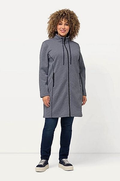 Ulla Popken Sweatjacke Strickfleece-Jacke grafisches Muster Stehkragen günstig online kaufen