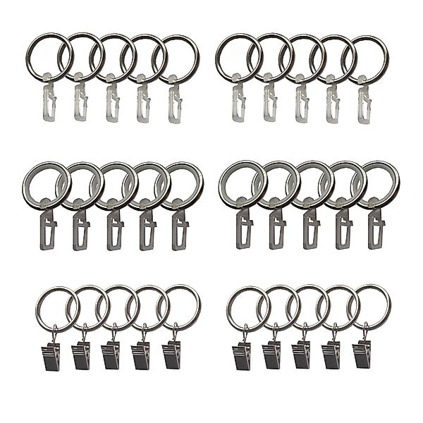 BASIT Gardinenring Metallringe mit Metallklemmen C16, günstig online kaufen