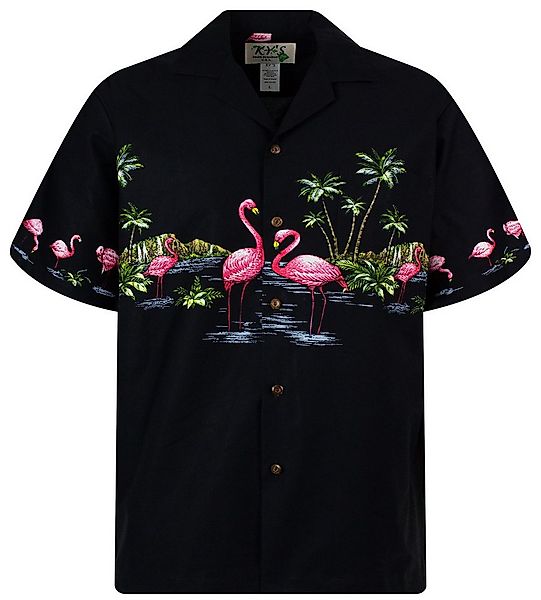 KY's Hawaiihemd Flamingo Brustdruck Original Hawaiihemd mit 100% Kokosnuss- günstig online kaufen