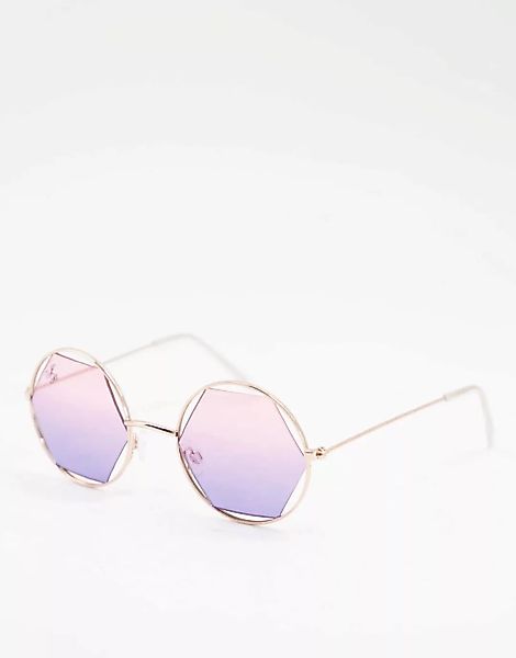 Jeepers Peepers – Sechseckige Sonnenbrille für Damen in Lila günstig online kaufen