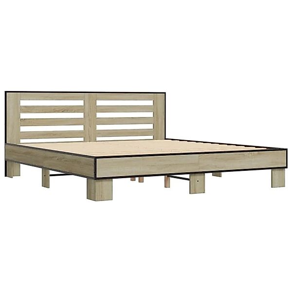 vidaXL Bettgestell Sonoma-Eiche 200x200 cm Holzwerkstoff und Metall 3280083 günstig online kaufen