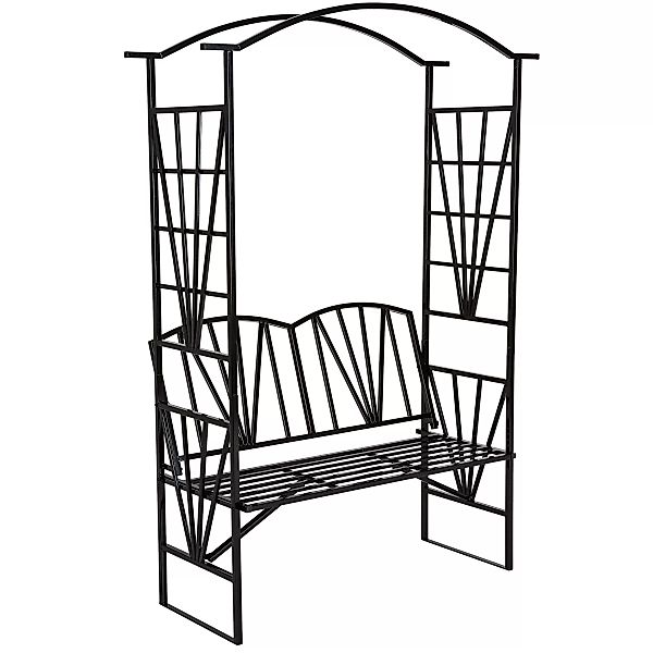 Rosenbogen mit Sitzbank 210 cm - schwarz günstig online kaufen
