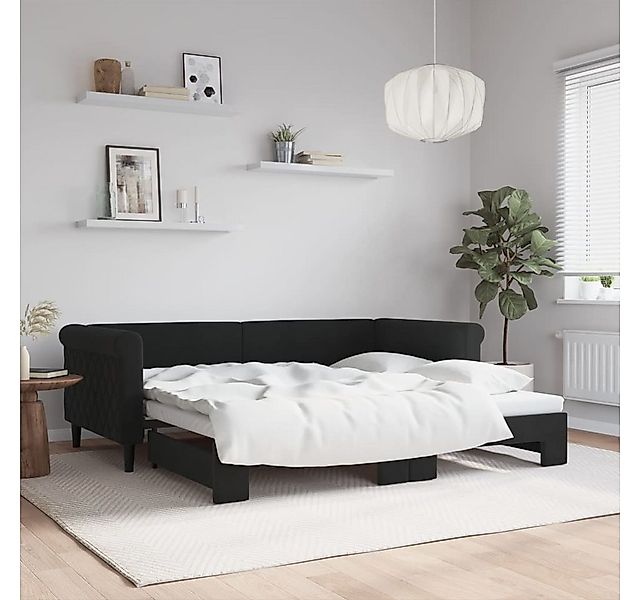 vidaXL Bett, Tagesbett Ausziehbar Schwarz 90x190 cm Samt günstig online kaufen