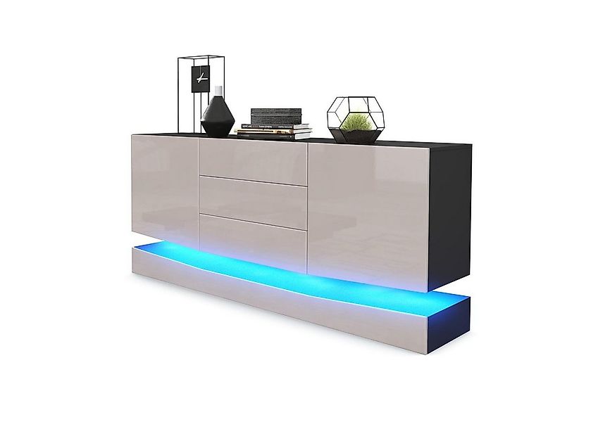 Vladon Sideboard City (Kommode mit 2 Türen, und 3 Schubladen inkl. LED-Bele günstig online kaufen